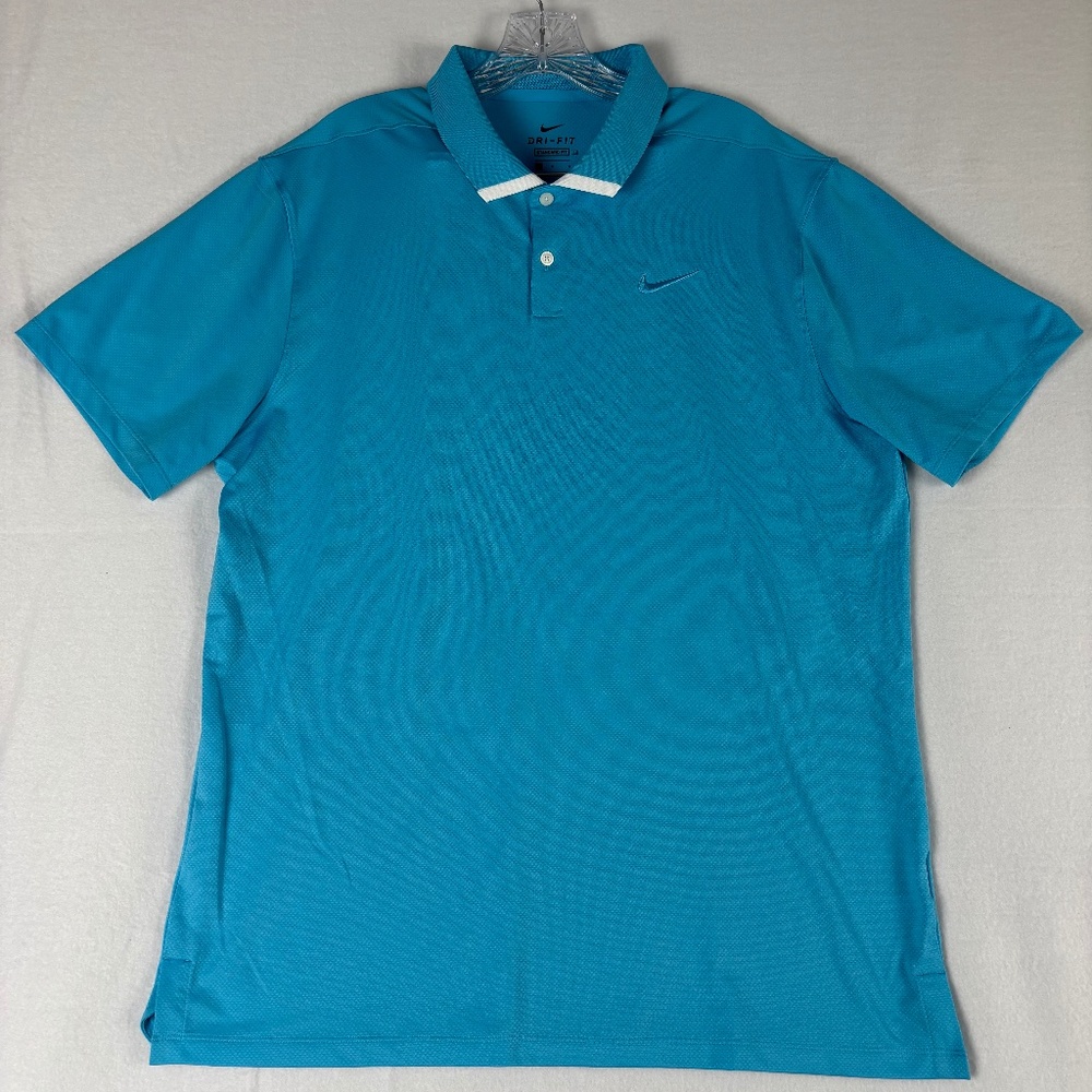 Nike Dri-Fit Standard Fit Breathable Performance Polo Light Blue Men's Size L